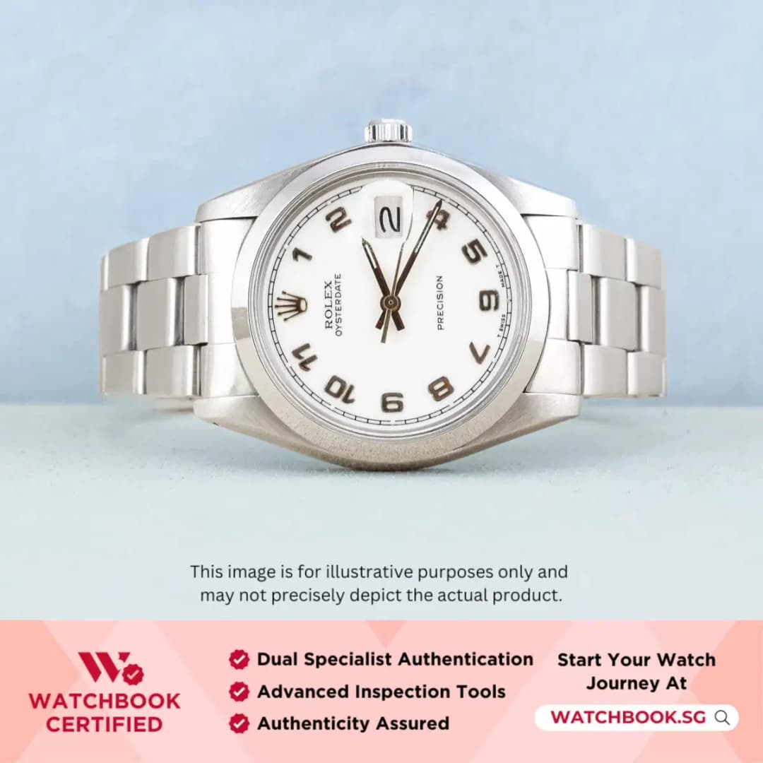 Rolex Oysterdate Precision 6694 White w Golden Arabic Bracelet