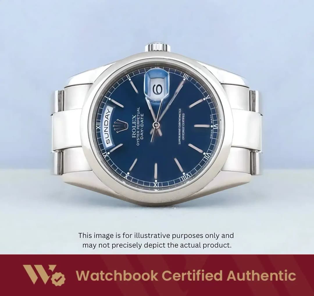 Rolex Daydate II 118209 Blue w Index Bracelet