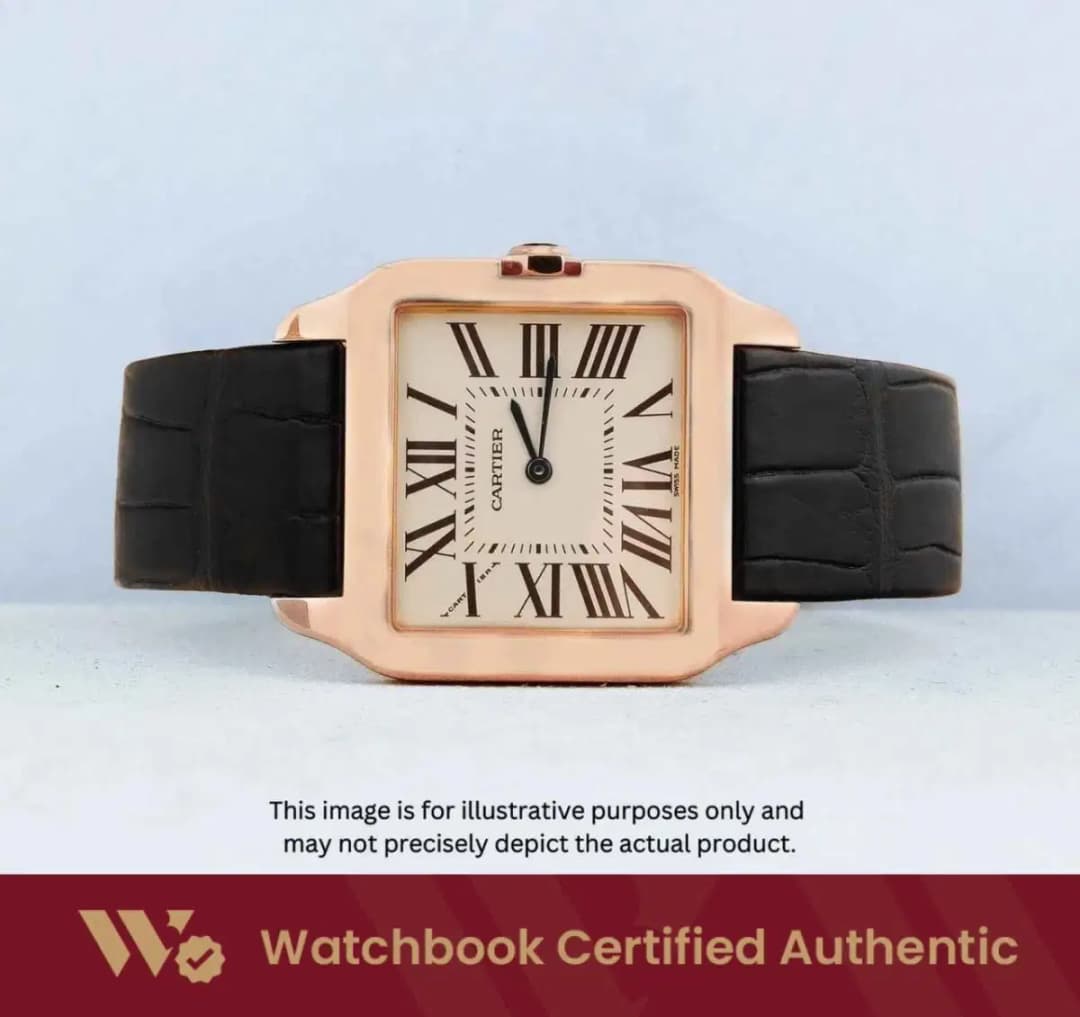 Cartier Santos Dumont W2009251 Silvered Grained w Black Roman