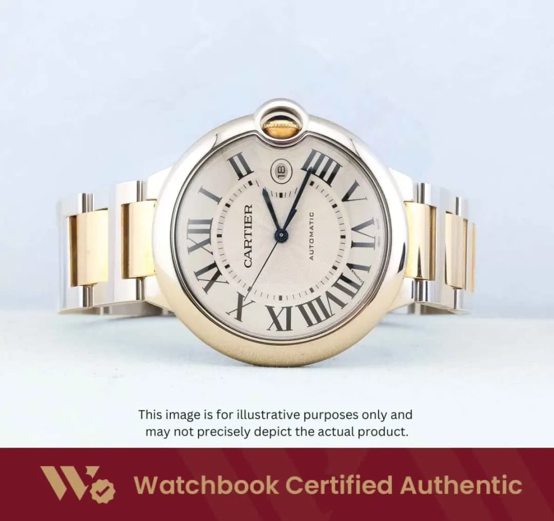 Cartier Ballon Bleu W69009Z3 Silvered Guilloché Opaline w Black Roman