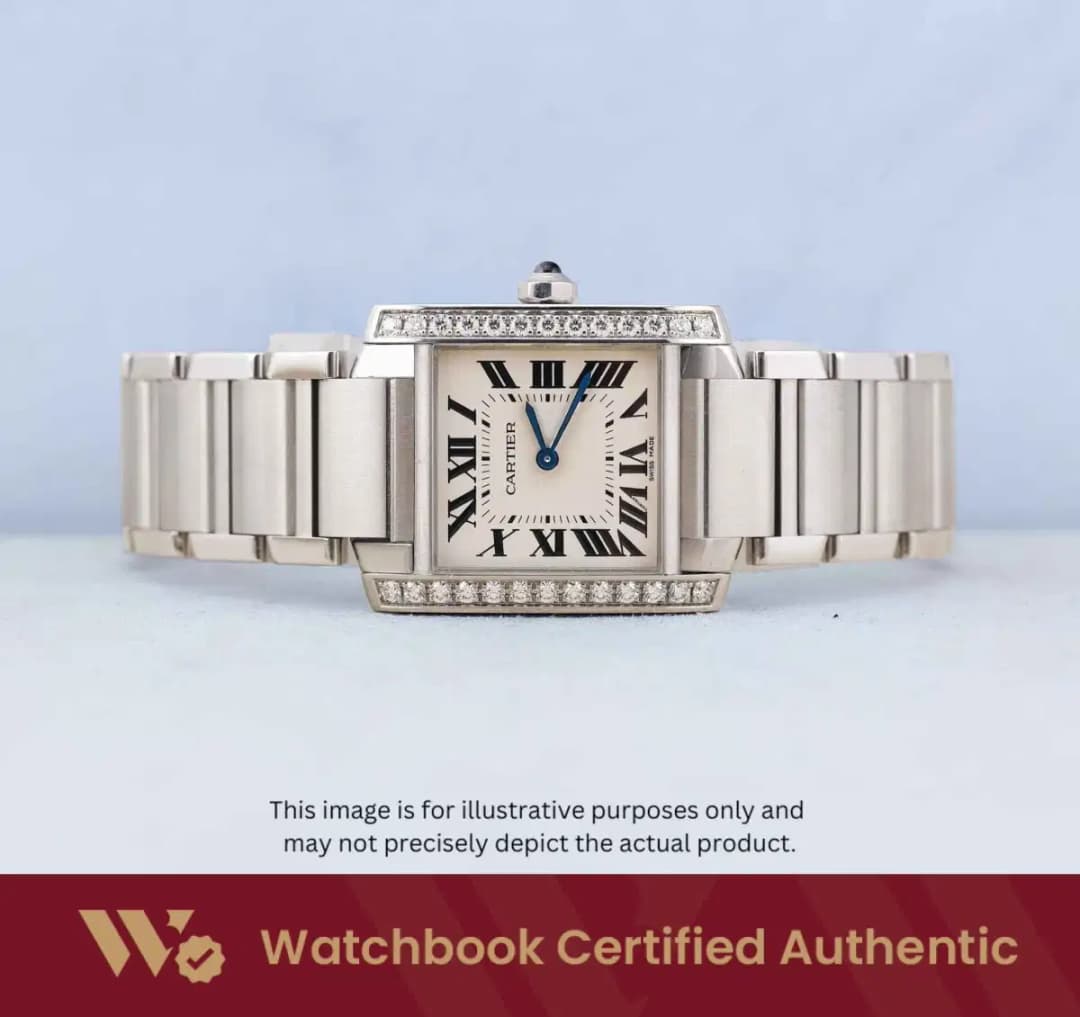 Cartier Tank Française W4TA0009 Silver w Black Roman