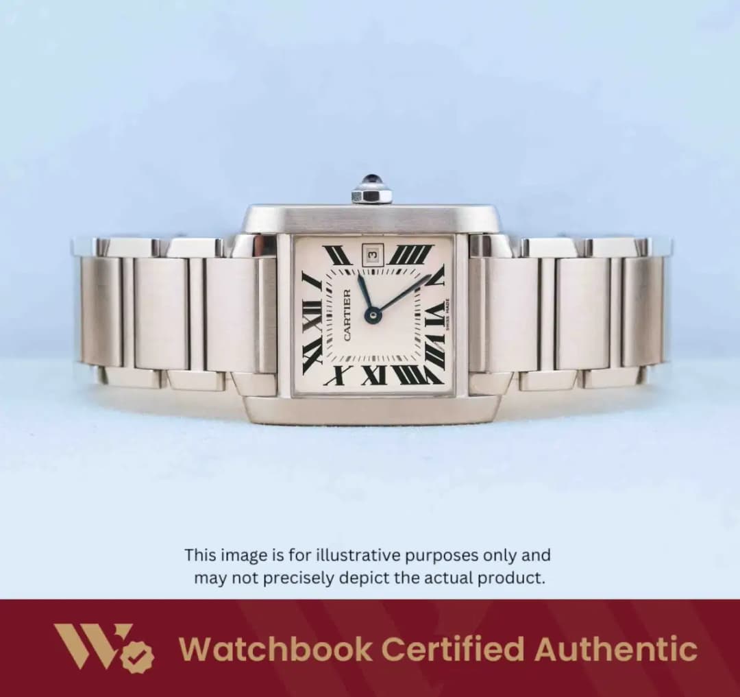 Cartier Tank Française W51011Q3 Matte White w Black Roman