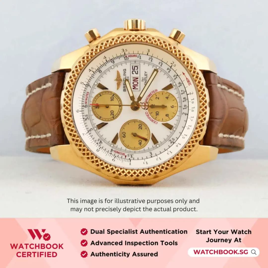 Breitling Bentley Day-Date Chronograph K13362 White with Champagne Chronograph w Gold Index